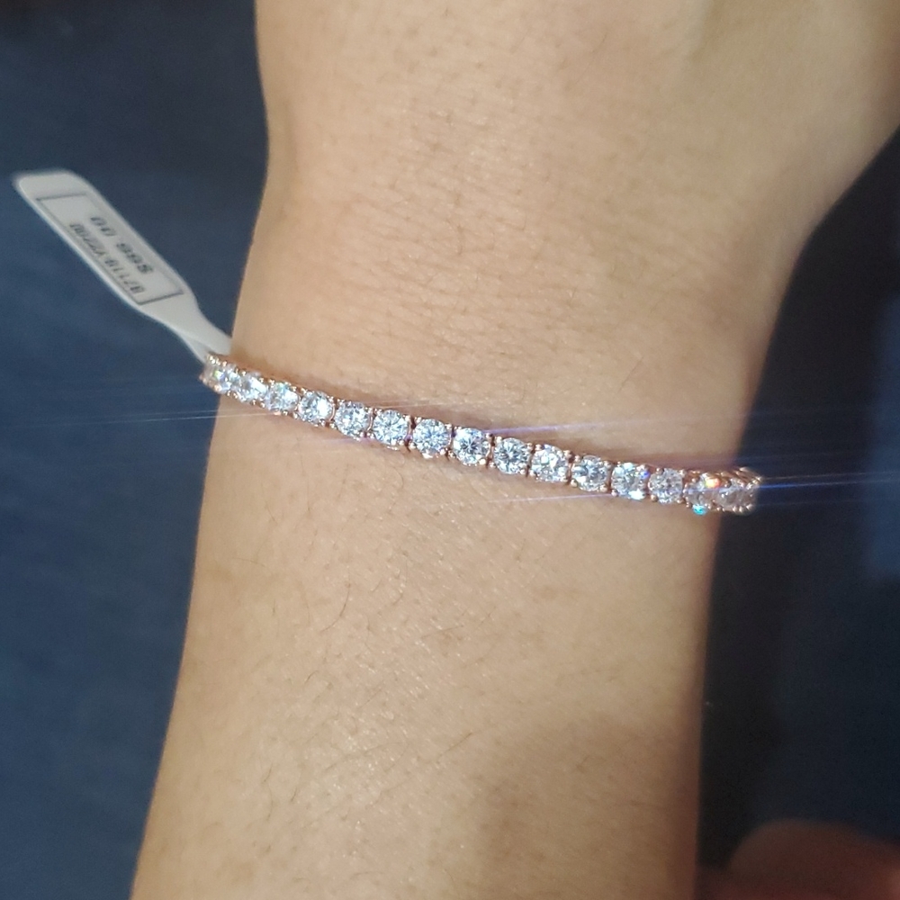 Rose Gold Sterling Silver pull string tennis bracelet Brand New